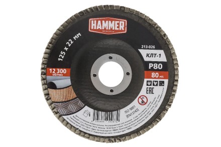 Круг Лепестковый Торцевой (КЛТ) HAMMER КЛТ 1 Ф125х22 Р80 213-026 купить в Ноябрьске