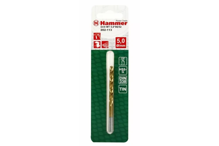 Сверло по металлу HAMMER Ф5х86мм (DR MT 5,0мм*86/52мм) купить в Ноябрьске