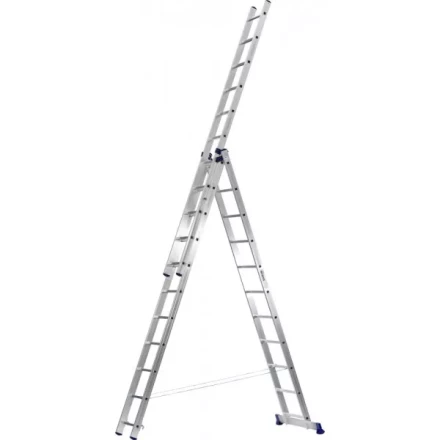 Лестница СИБИН универсальная, трехсекционная со стабилизатором, 11 ступеней 38833-11 купить в Ноябрьске