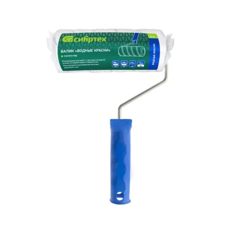 Валик &quot;Водные краски&quot;, 180 мм, ворс 12 мм, D - 48 мм, D ручки - 6 мм, полиэстер Сибртех 80186 купить в Ноябрьске