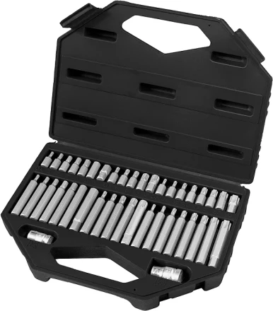 Набор бит HEX, TORX, SPLINE, хвостовик-шестигранник 1/2&quot;,CrV, 42шт  STELS 11318 купить в Ноябрьске