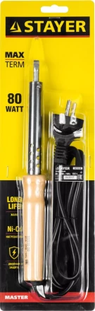 Паяльник STAYER &quot;MASTER&quot; с деревянной рукояткой и долговечным жалом, 80 Вт, клин 55310-80 купить в Ноябрьске