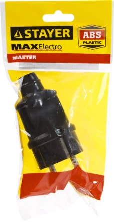 Вилка MAXElectro электрическая, 16А/220В, с заземлением, черная, STAYER 55160-B купить в Ноябрьске