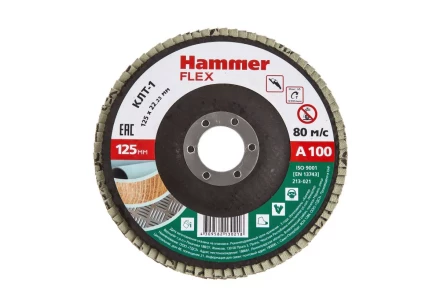 Круг Лепестковый Торцевой (КЛТ) HAMMER КЛТ 1 Ф125х22 Р100 213-021 купить в Ноябрьске