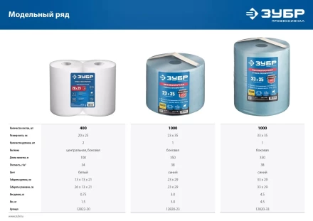ЗУБР 20 х 25 см, 2-х слойная, в рулоне, 400 листов, 2 рулона, протирочная бумага, Профессионал (12822-20) купить в Ноябрьске