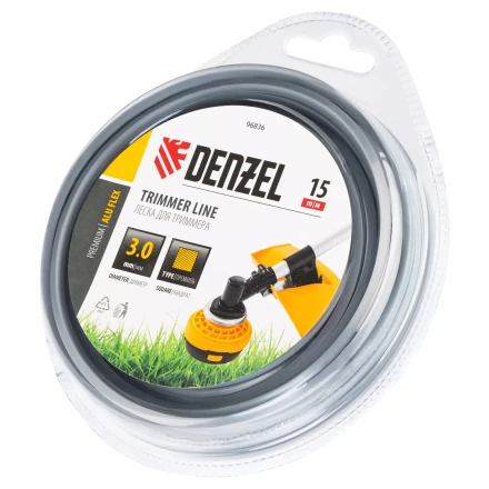 Леска для триммера армированная алюминием квадратная Denzel 3,0мм х 15м, блистер ALUFLEX 96836 купить в Ноябрьске