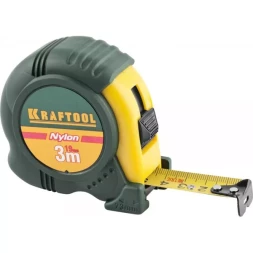 Рулетка KRAFTOOL "EXPERT" с нейлоновым покрытием, обрезин корпус, 3/19мм 34122-03-19_z01