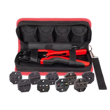 Пресс-клещи КВТ СТВ+9 с 9 матрицами МПК для опрессовки разъемов, втулочных, изолированных и неизолированных наконечников (набор) (89183) купить в Ноябрьске