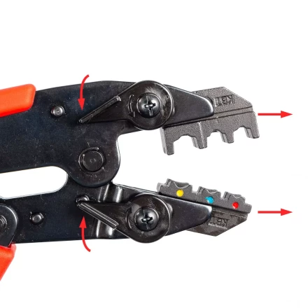 Пресс-клещи КВТ СТВ+9 с 9 матрицами МПК для опрессовки разъемов, втулочных, изолированных и неизолированных наконечников (набор) (89183) купить в Ноябрьске