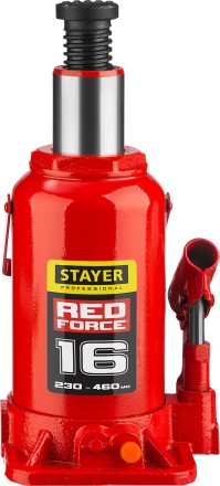 Домкрат гидравлический бутылочный &quot;RED FORCE&quot;, 16т, 230-460 мм, STAYER 43160-16 43160-16_z01 купить в Ноябрьске