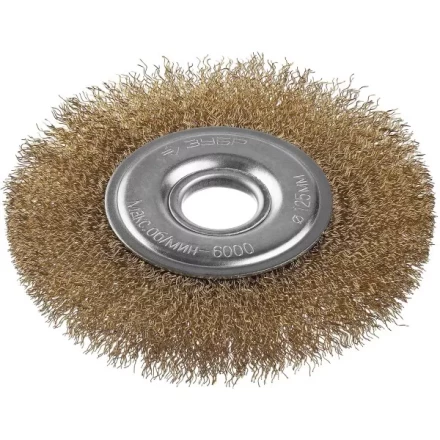 ЗУБР &quot;ПРОФЕССИОНАЛ&quot;. Щетка дисковая для УШМ, витая стальная латунированная проволока 0,3мм, 125х22мм 35187-125_z01 купить в Ноябрьске