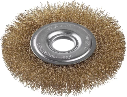 ЗУБР &quot;ПРОФЕССИОНАЛ&quot;. Щетка дисковая для УШМ, витая стальная латунированная проволока 0,3мм, 125х22мм 35187-125_z01 купить в Ноябрьске