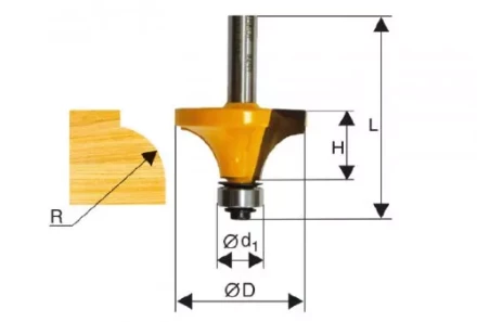 Фреза кром. калевочная ф38,1х19мм R12,7мм хв. 8мм Энкор 46237 купить в Ноябрьске
