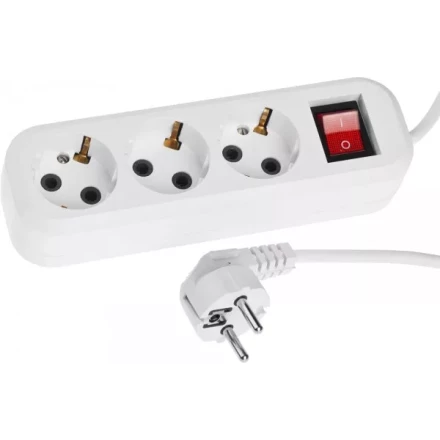 Удлинитель СИБИН электрический, ПВС сечение 0,75кв мм, 3 гнезда, макс мощн 2200Вт, 5м, заземление, выключатель 55036-5 купить в Ноябрьске