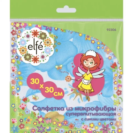 Салфетки из микрофибры с синими цветами 300х300 мм Elfe 92306 купить в Ноябрьске