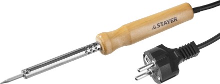 Паяльник MAXTerm с деревянной рукояткой, жало- конус, STAYER 55310-30, 30 Вт 55310-30 купить в Ноябрьске