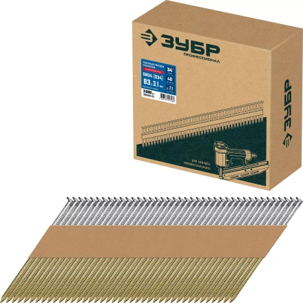 ЗУБР SN34 (D34) 83 х 3.1 мм, реечные гвозди рифленые оцинкованные, 3000 шт (305399-83) купить в Ноябрьске