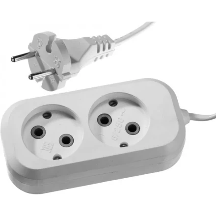 Удлинитель СИБИН электрический, ШВВП сечение 0,75кв мм, 2 гнезда, макс мощн 1300Вт, 3м 55091-3 купить в Ноябрьске