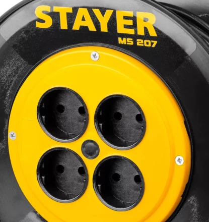 Удлинитель на катушке &quot;MS 207&quot;, 40 м, 2200 Вт, 4 гнезда, ПВС 2x0,75 мм2, STAYER 55073-40 купить в Ноябрьске