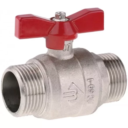 Кран ЗУБР шаровой 1/2&quot; полнопроходной &quot;папа-папа&quot;, бабочка, никелированная латунь 51355-N-1/2 купить в Ноябрьске