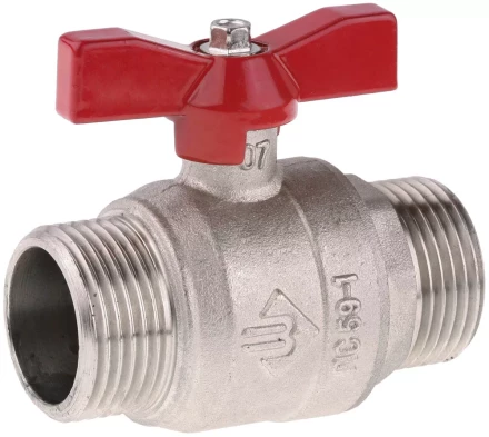 Кран ЗУБР шаровой 1/2&quot; полнопроходной &quot;папа-папа&quot;, бабочка, никелированная латунь 51355-N-1/2 купить в Ноябрьске