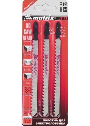 Полотна для электролобзика по дереву 3 шт 50 х 1,2мм HCS EU - хвостовик MATRIX 78140 купить в Ноябрьске