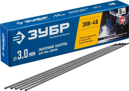 ЗУБР Д 3.0 х 350 мм, 5 кг в коробке, ЗОК-46 рутил-целлюлозный, электрод сварочный, Профессионал (40035-3.0) купить в Ноябрьске