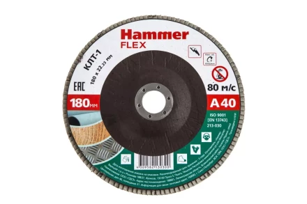 Круг Лепестковый Торцевой (КЛТ) HAMMER КЛТ 1 Ф180х22 Р40 213-030 купить в Ноябрьске