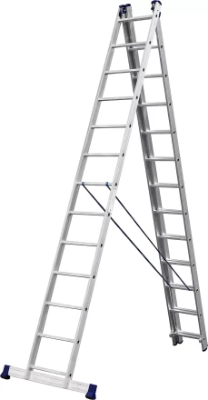 Лестница СИБИН универсальная,трехсекционная со стабилизатором, 13 ступеней 38833-13 купить в Ноябрьске