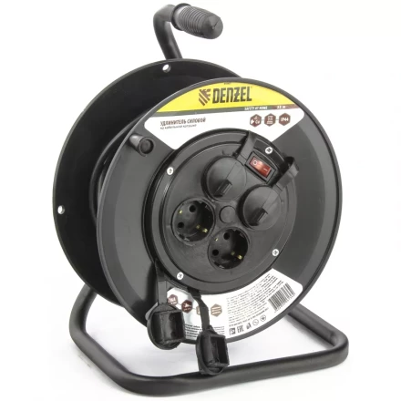 Удлинитель силовой на кабельной катушке 25м 4 розетки с крышкой IP44 16А серия УХз16 DENZEL 95907 купить в Ноябрьске