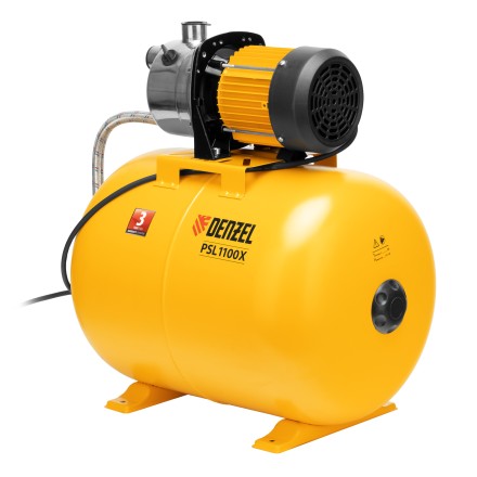 Насосная станция Denzel 97311, PSL1100X, 1100 Вт, 3600 л/ч, ресивер 50 л, подъем 45 м, нержавейка купить в Ноябрьске