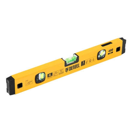 Уровень алюминиевый Denzel 33690, магнит., фрезерованный, 3 глазка (1 зеркал.), 0,5 мм/м, 400 мм купить в Ноябрьске