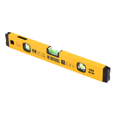 Уровень алюминиевый Denzel 33690, магнит., фрезерованный, 3 глазка (1 зеркал.), 0,5 мм/м, 400 мм купить в Ноябрьске