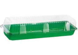 Мини-парник для рассады 15х58х6см с крышкой под 3 кассеты полистирол комплект из 2 частей Россия 64321