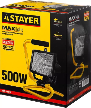 Прожектор STAYER &quot;MASTER&quot; MAXLight галогенный, переносной с подставкой, черный, 500Вт 57116-B купить в Ноябрьске