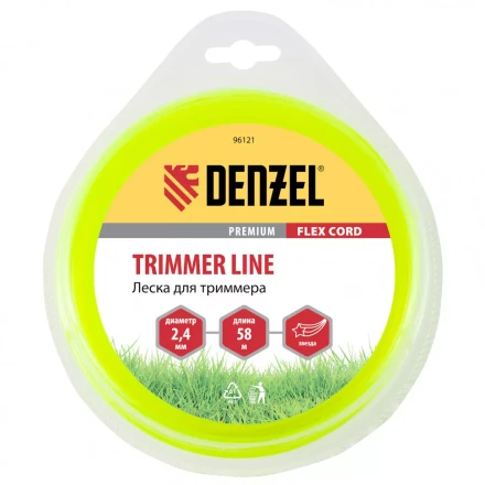 Леска для триммера звезда 2,4 мм х58 м блистер Flex cord Denzel 96121 купить в Ноябрьске