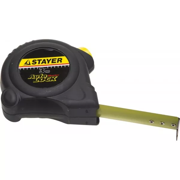 Рулетка STAYER "MASTER" "AUTOLOCK", корпус с резиновым напылением, автостоп, 3мх16мм 2-34126-03-16_z01 купить в Ноябрьске