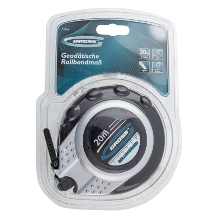 Рулетка геодезическая 20 м х 13 мм GROSS закр. корп. металл. лента нейлон двуст. Шкала 31251 купить в Ноябрьске