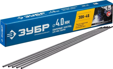 ЗУБР Д 4.0 х 450 мм, 5 кг в коробке, ЗОК-46 рутил-целлюлозный, электрод сварочный, Профессионал (40035-4.0) купить в Ноябрьске