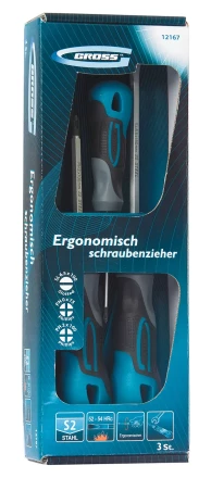 Набор отвёрток комбинированный 3 шт,S2 трехкомпонентная рукоятка GROSS 12167 купить в Ноябрьске