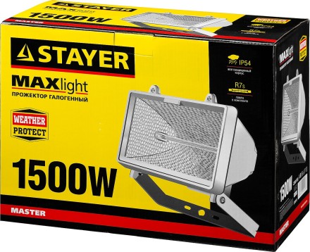 Прожектор STAYER &quot;MASTER&quot; MAXLight галогенный, с дугой крепления под установку, белый, 1500Вт 57107-W купить в Ноябрьске