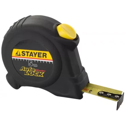 Рулетка STAYER "MASTER" "AUTOLOCK", корпус с резиновым напылением, автостоп, 5мх19мм 2-34126-05-19_z01 купить в Ноябрьске