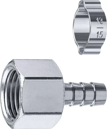 ЗУБР штуцер елочка, 10 мм - 1/2F, переходник с обжимным хомутом, Профессионал (64923-1/2-10) купить в Ноябрьске
