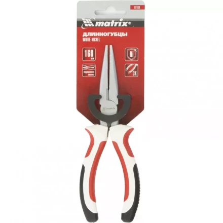 Длинногубцы White Nickel 160 мм прямые никелированные трехкомпонентные рукоятки MATRIX 17188 купить в Ноябрьске