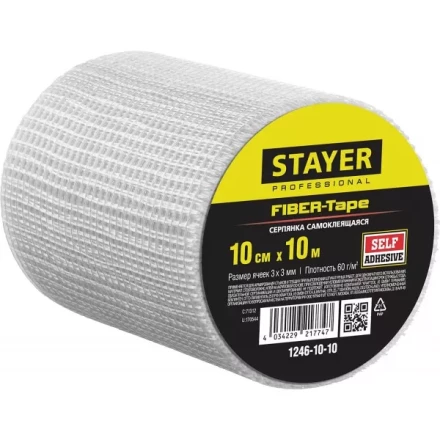 Серпянка самоклеящаяся FIBER-Tape, 10 см х 10м, STAYER Professional 1246-10-10 1246-10-10 купить в Ноябрьске