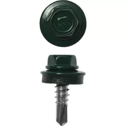 Саморезы ЗУБР "ПРОФЕССИОНАЛ" окраш., RAL 6005 зелен. насыщен., для крепл. кров. матер. к металл. констр., 5.5x25мм, 420шт 4-300315-55-025-6005