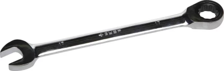 Ключ ЗУБР &quot;ПРОФИ&quot; гаечный комбинированный трещоточный, Cr-V сталь, хромированный, 17мм 27074-17 купить в Ноябрьске