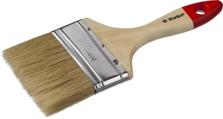 Кисть плоская  ЗУБР &quot;УНИВЕРСАЛ-МАСТЕР&quot;, натуральная щетина, деревянная ручка, 100мм 4-01003-100 купить в Ноябрьске