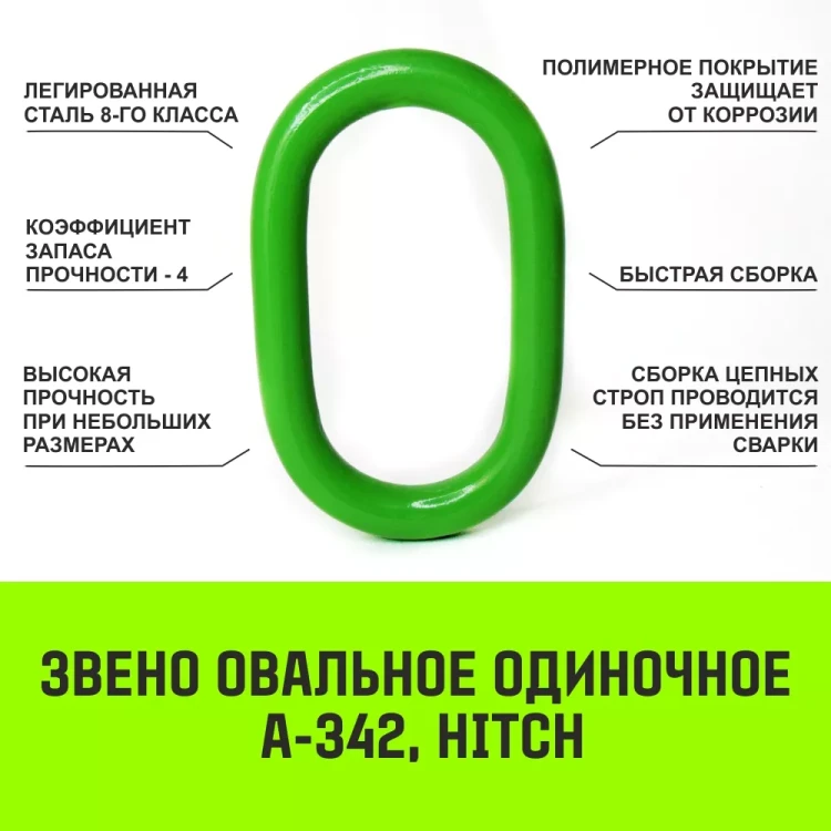 Звено овальное одиночное A-342 HITCH Т8 кл 3.0 т (SZ071408) купить в Ноябрьске
