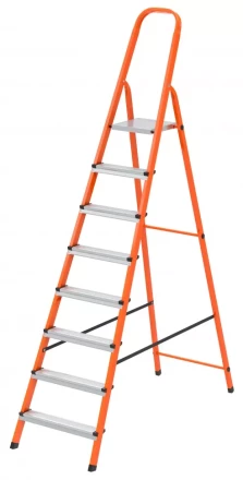Стремянка, 8 ступеней, стальной профиль, ступени сталь, оранжевая, Россия, Сибртех 97968 купить в Ноябрьске